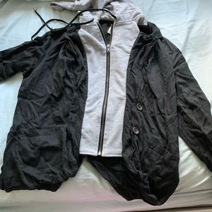 black and grey zip up